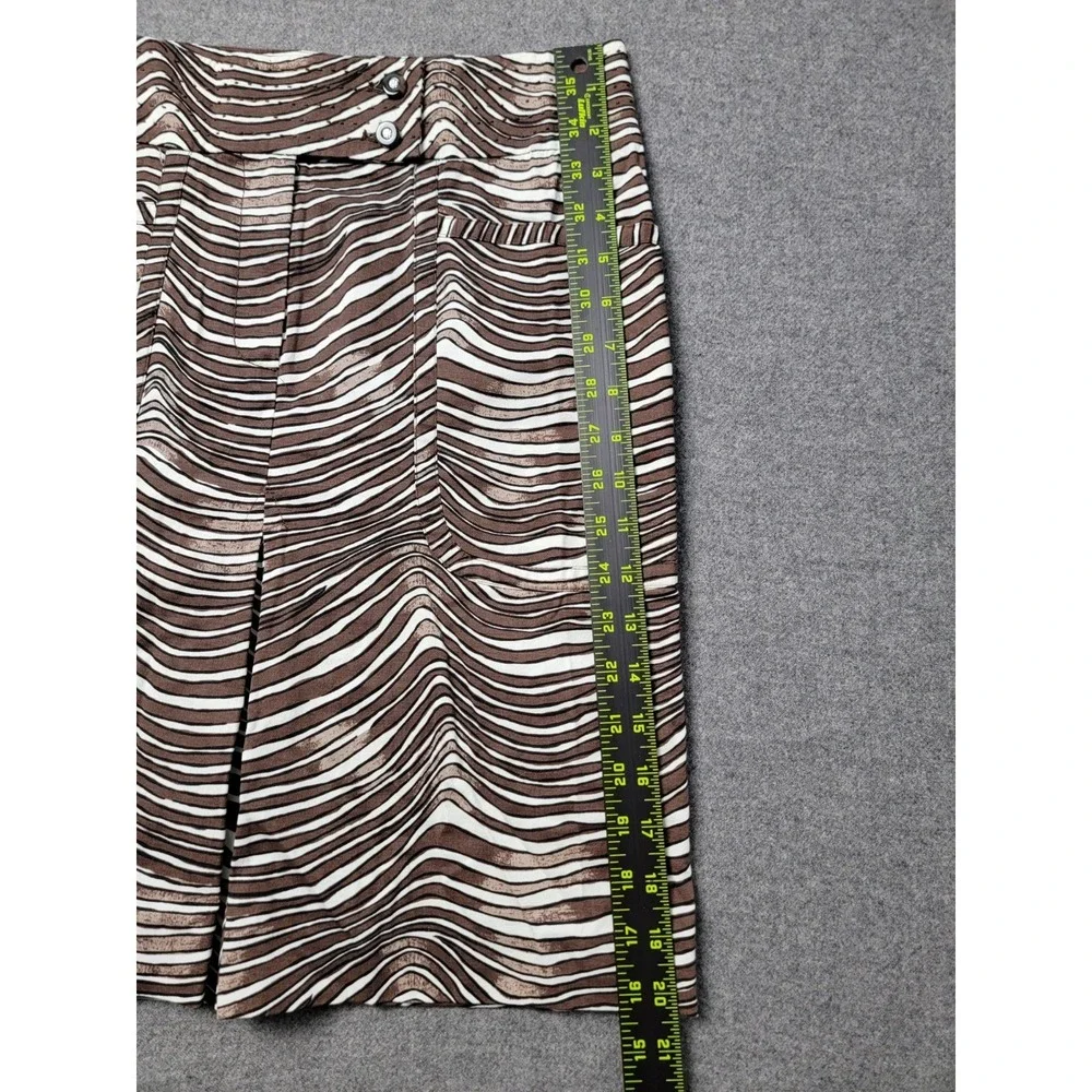 Tory Burch Women's Skirt Size‎ 4 Brown White Zebra Print Cotton Stretch Mini